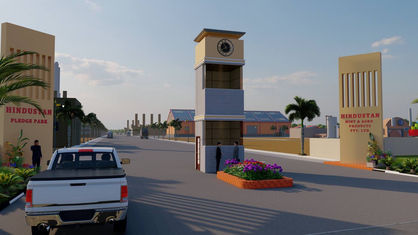 Hindustan Industrial Pledge Park entrance and internal road view
