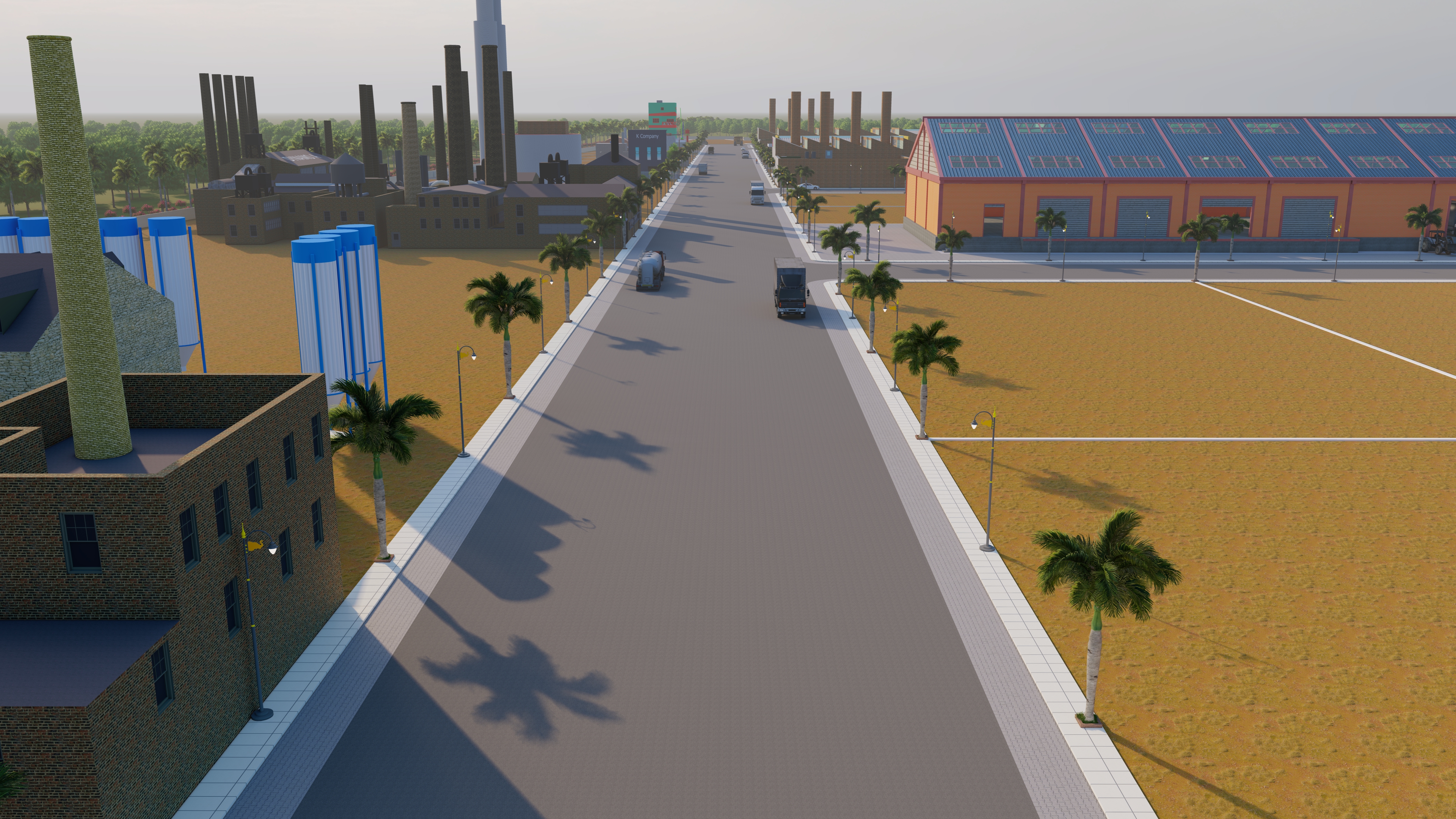 Projected industrial road view